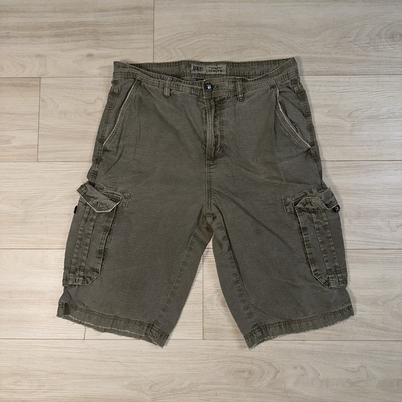 BKE Standard Fit‎ Cargo Shorts 32" x 24" Ripstop MOS Brown Y2K 100% cotton Baggy - Picture 1 of 7
